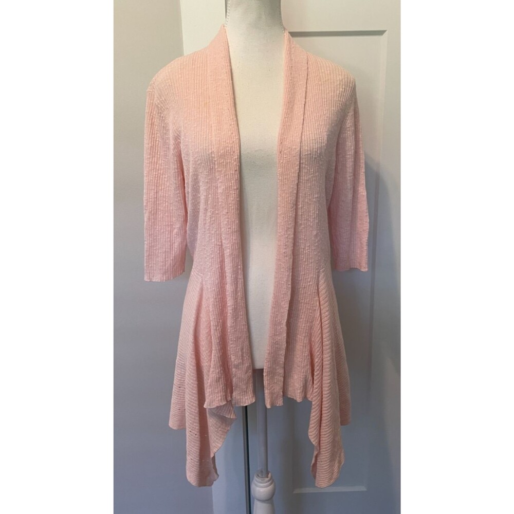 EILEEN FISHER Womens Open Cardigan SWEATER Half Sleeve PINK Size S